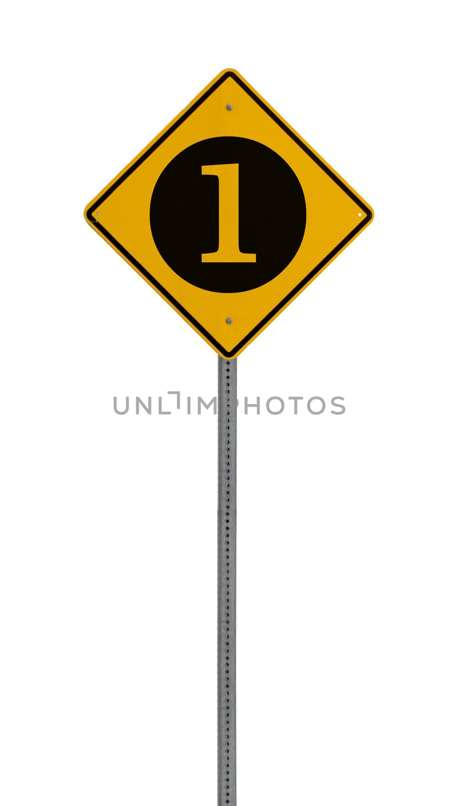Isolated Yellow driving warning sign one by jeremywhat