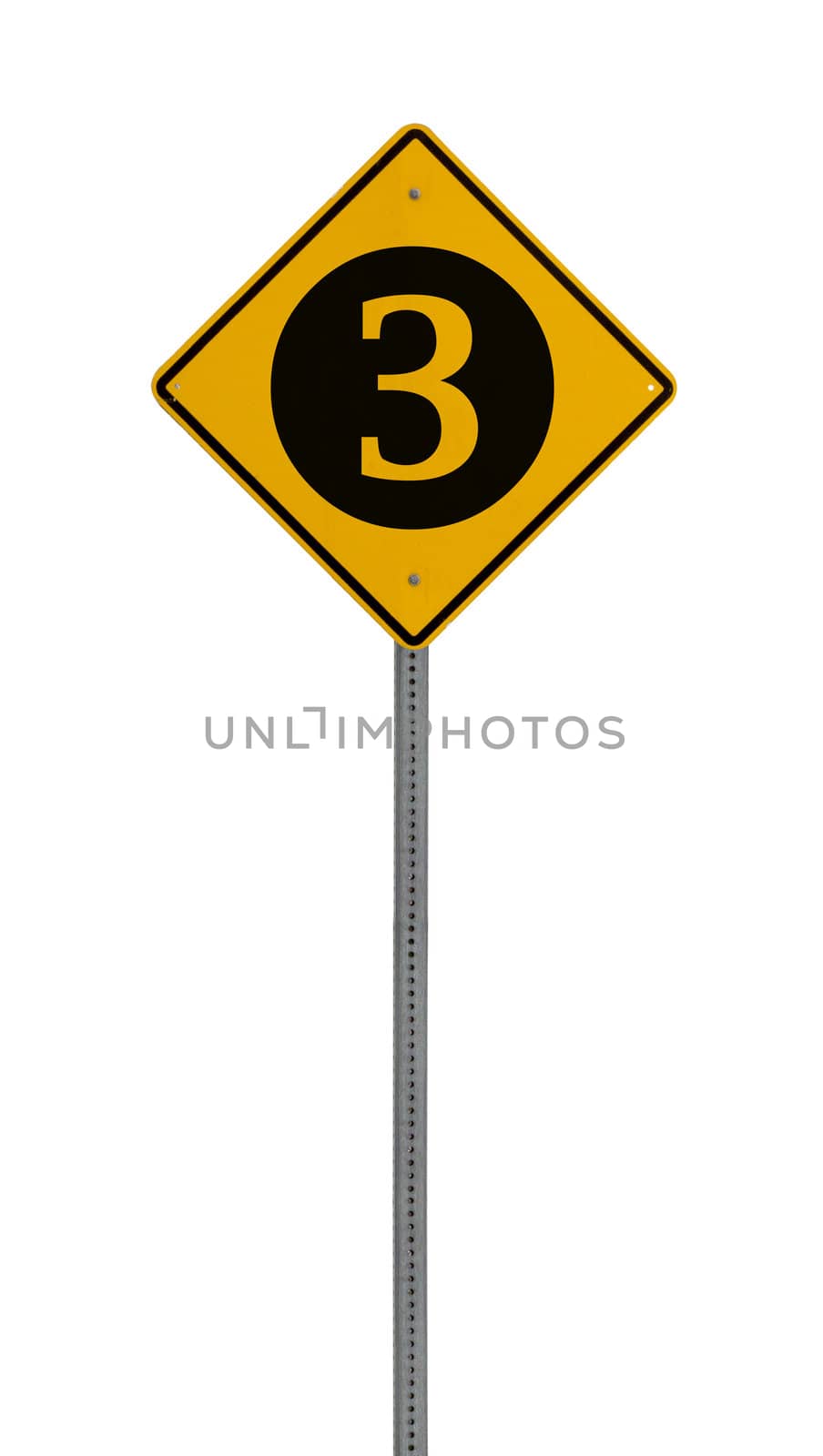 Isolated Yellow driving warning sign three by jeremywhat