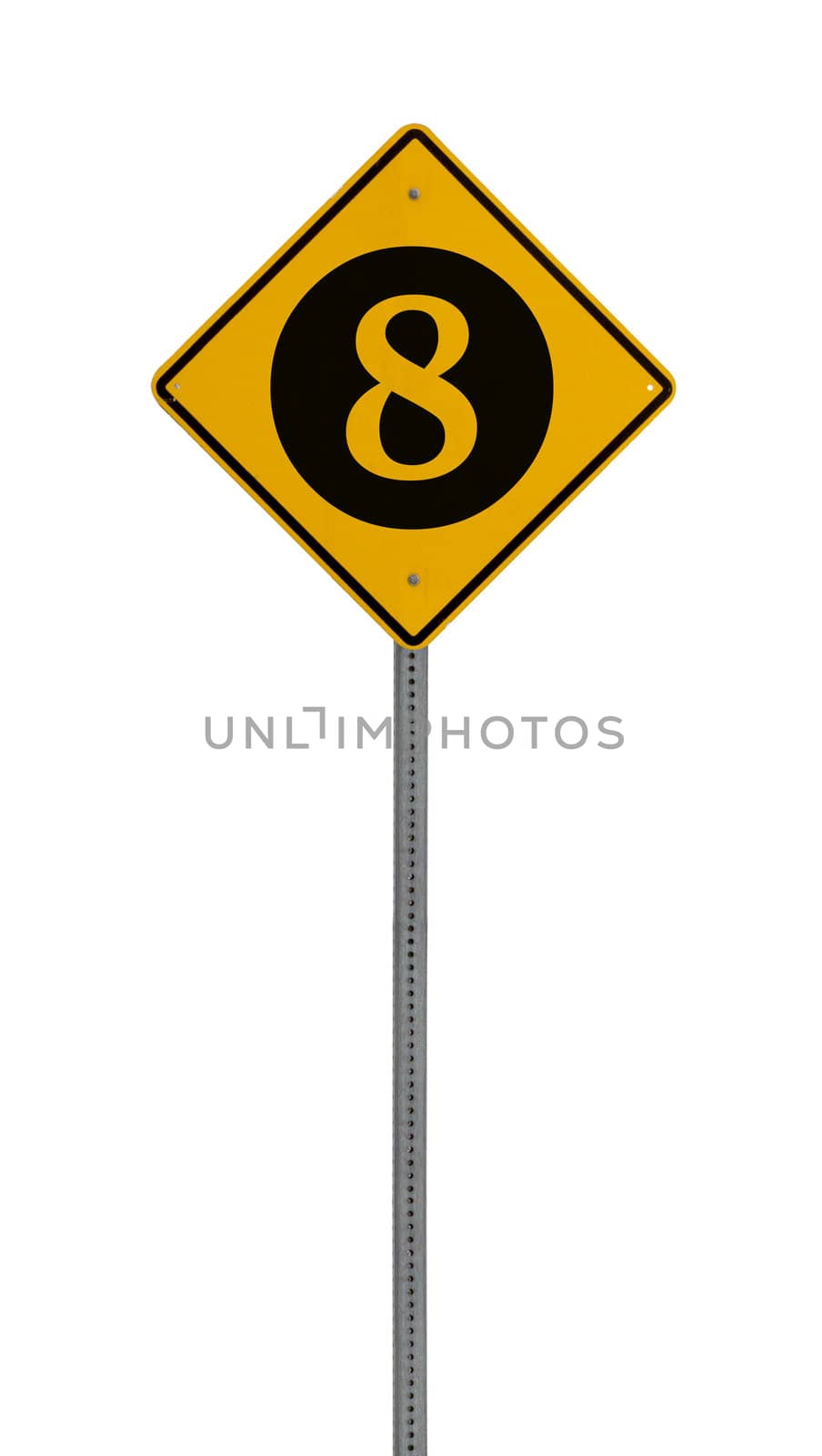 Isolated Yellow driving warning sign eight by jeremywhat