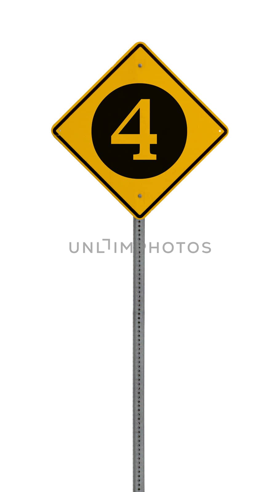 Isolated Yellow driving warning sign four by jeremywhat