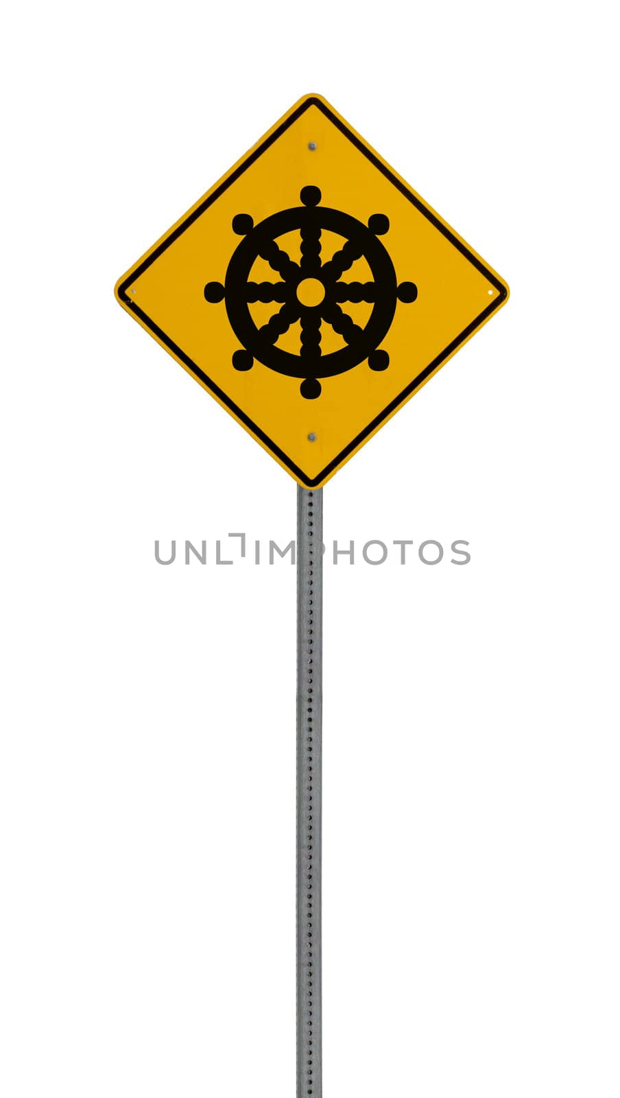 Isolated Yellow driving warning sign ship by jeremywhat