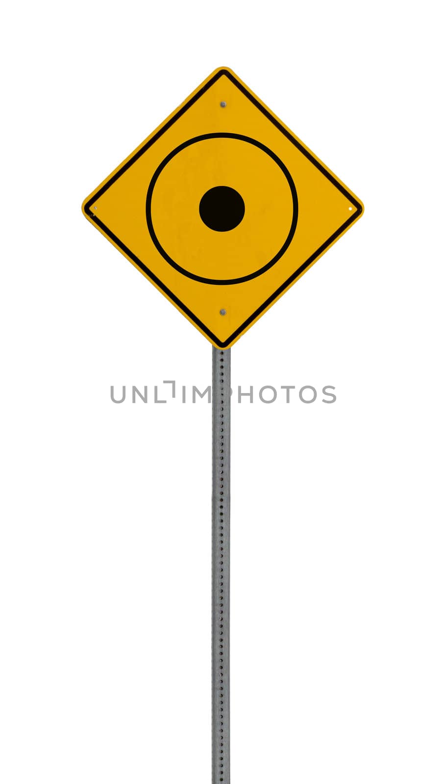 Isolated Yellow driving warning sign dot circle by jeremywhat