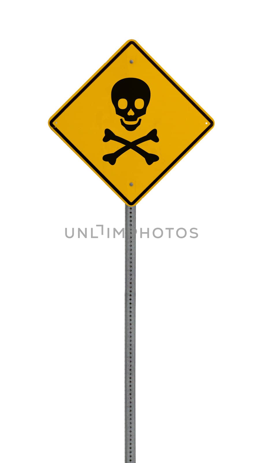 Isolated Yellow driving warning sign cross bones by jeremywhat