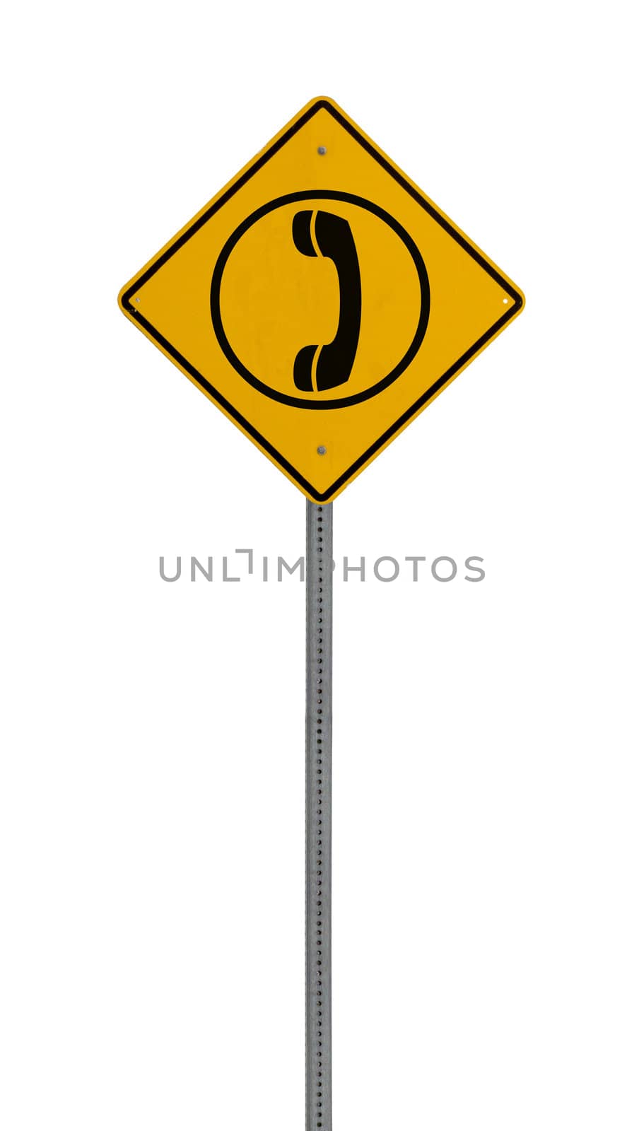 Isolated Yellow driving warning sign phone by jeremywhat