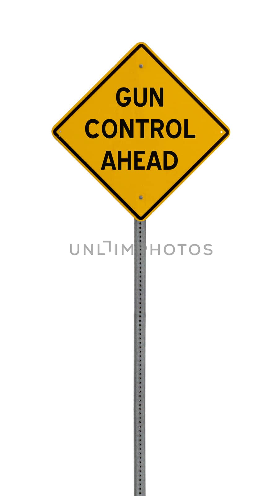 Isolated Yellow driving warning sign gun control by jeremywhat