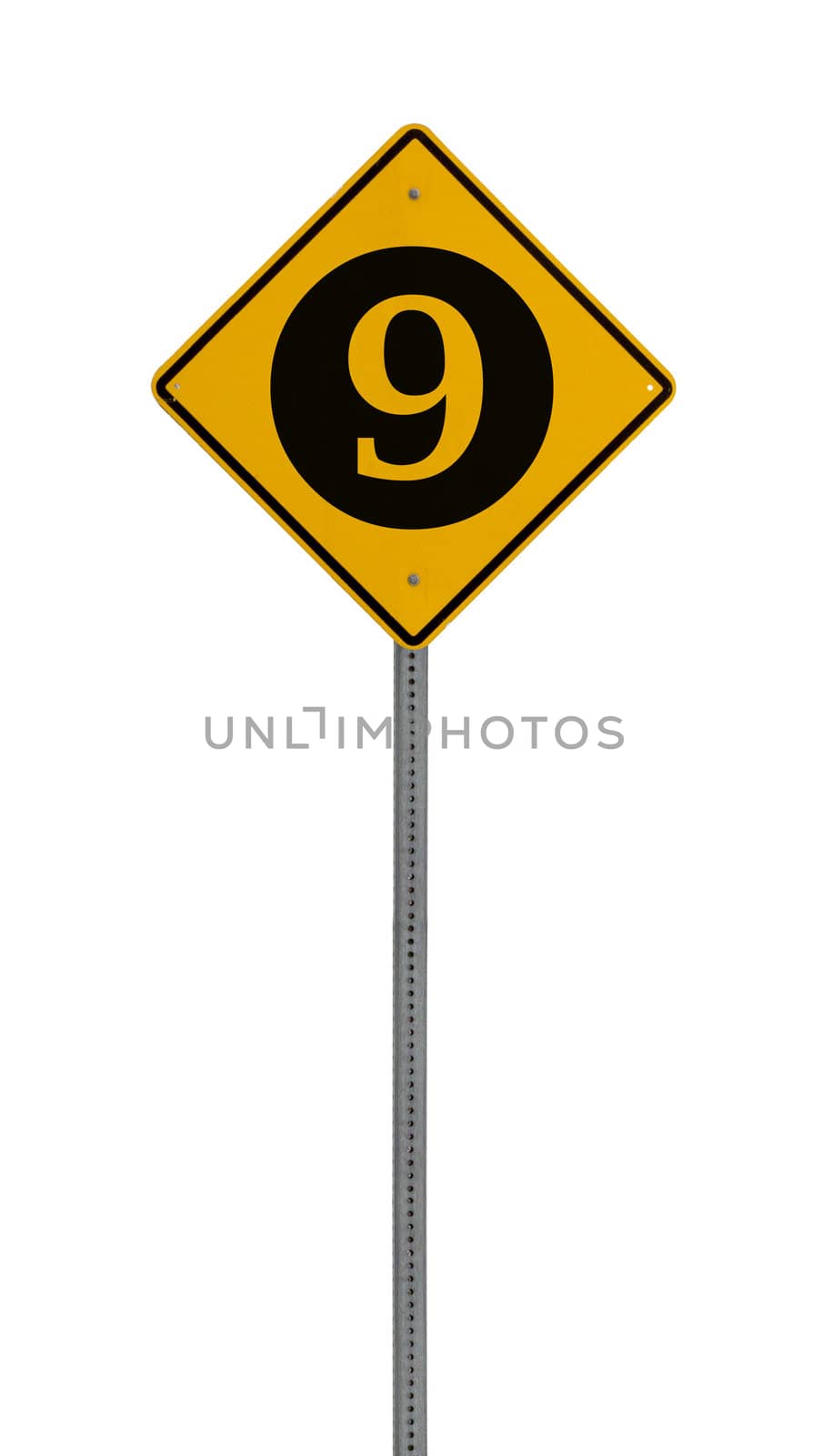 Isolated Yellow driving warning sign nine by jeremywhat