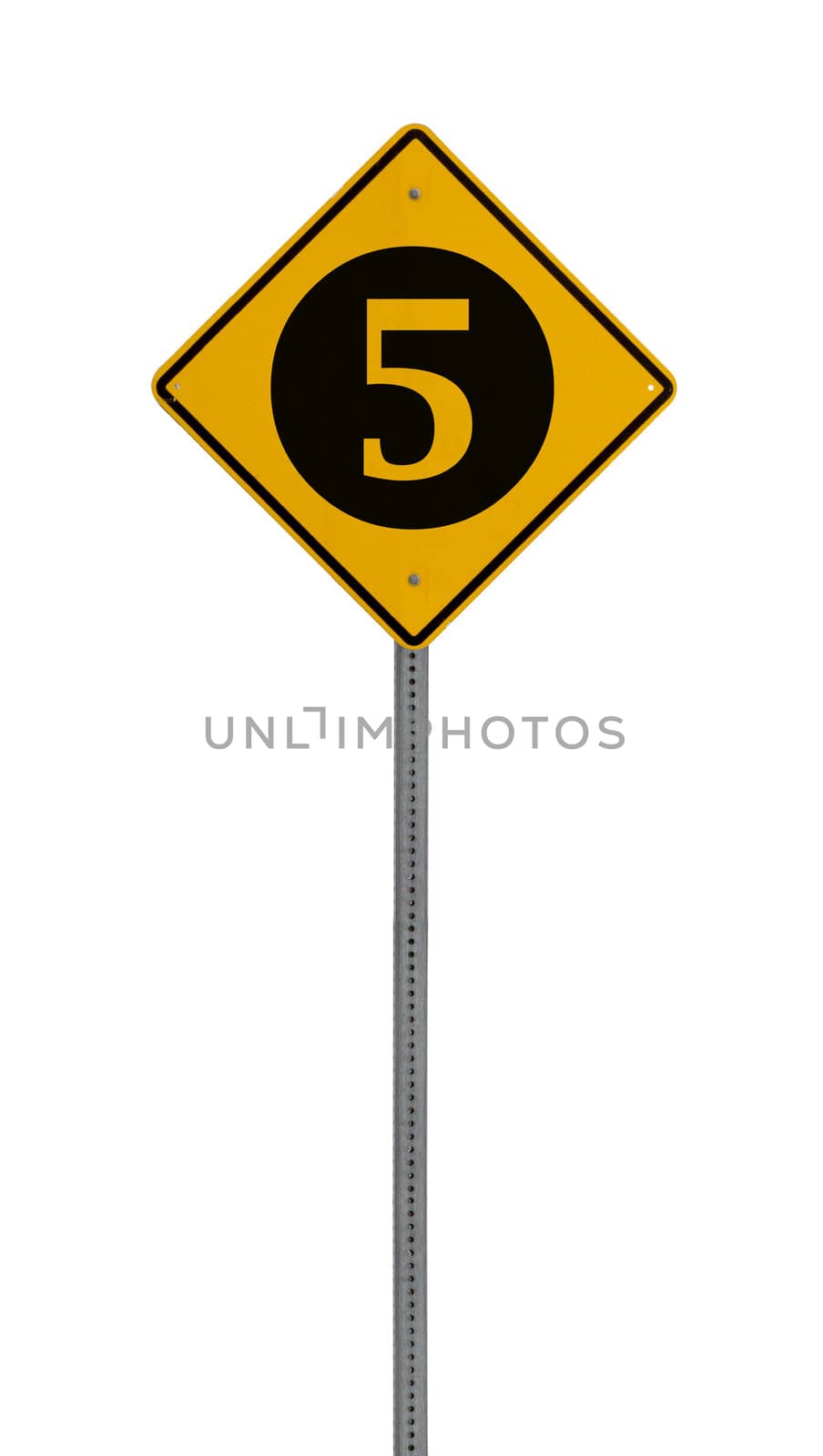 Isolated Yellow driving warning sign five by jeremywhat