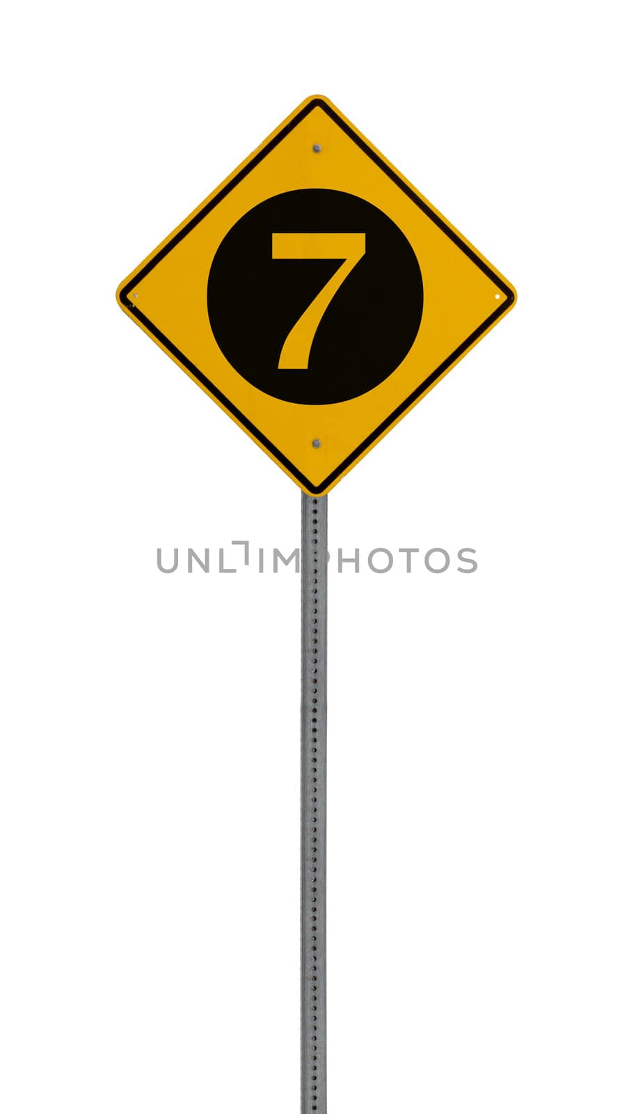 Isolated Yellow driving warning sign seven by jeremywhat