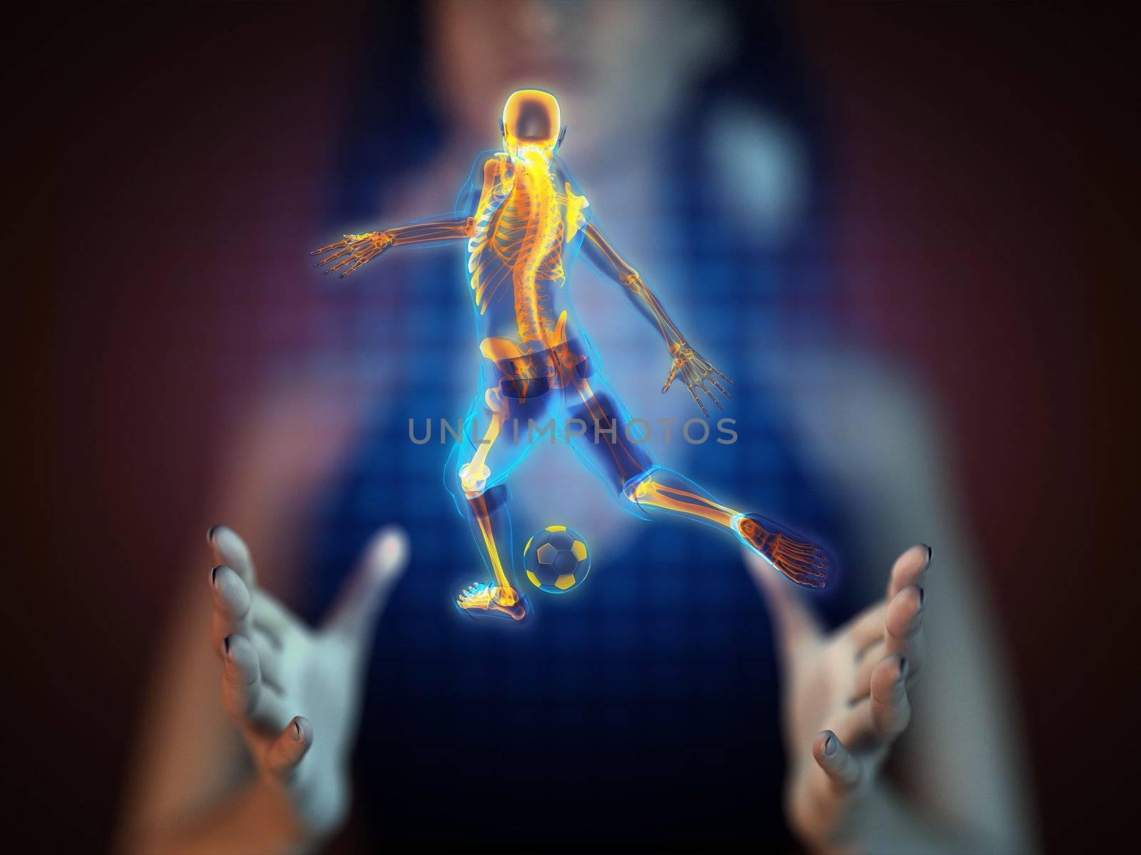 soccer game player on hologram