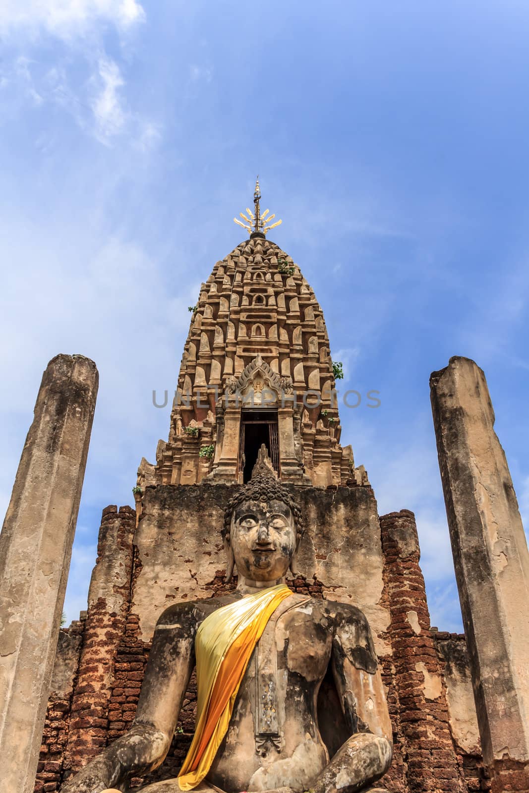 Buddha Statue at Temple in Sukhothai Historical park , Thailand