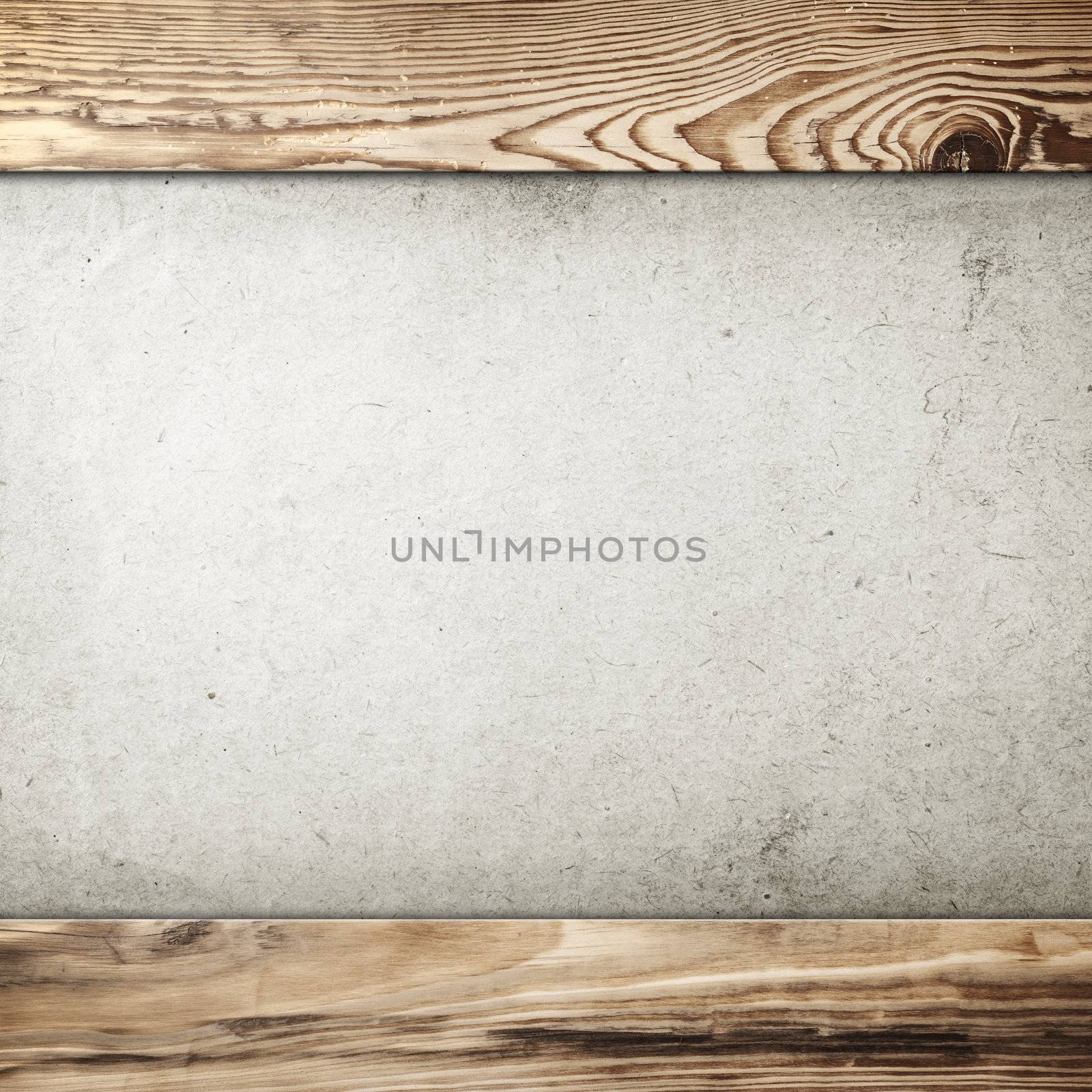 Grunge paper background in wood frame with room for text