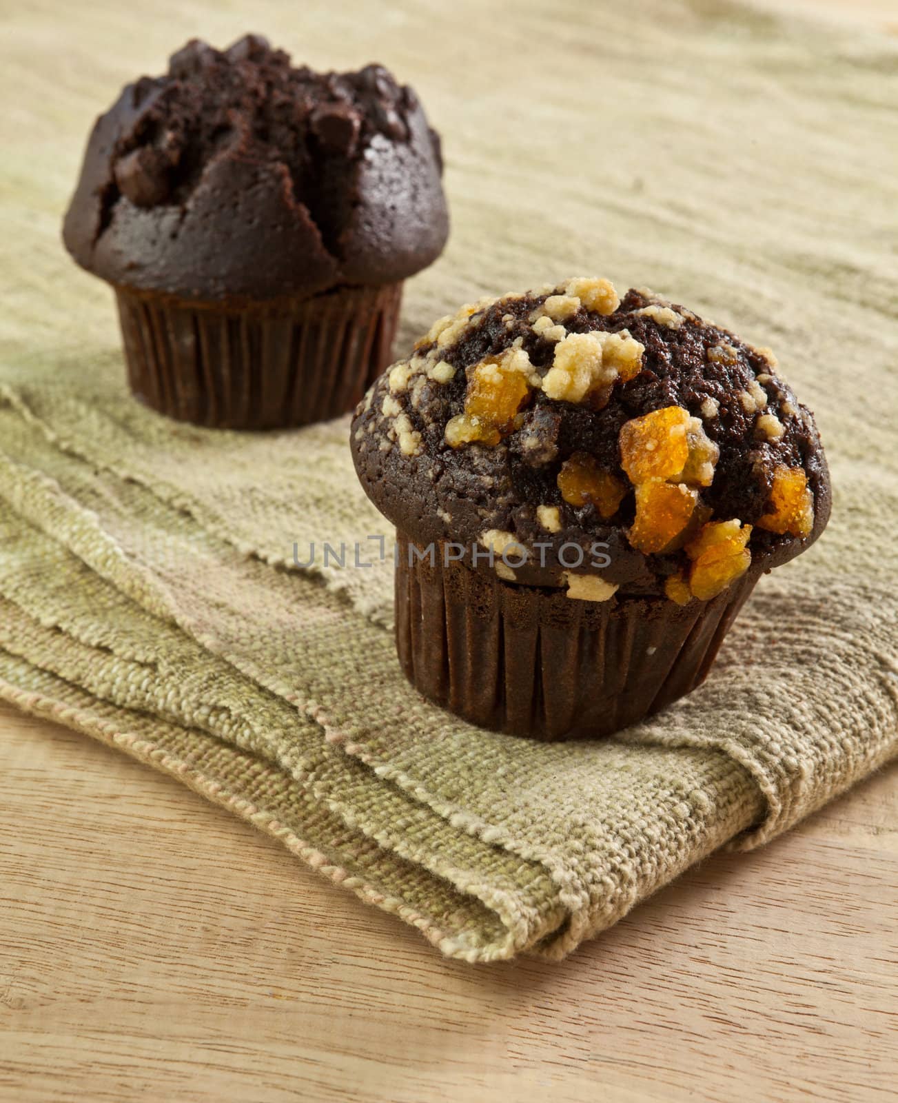 muffins with chocolate chips on the table