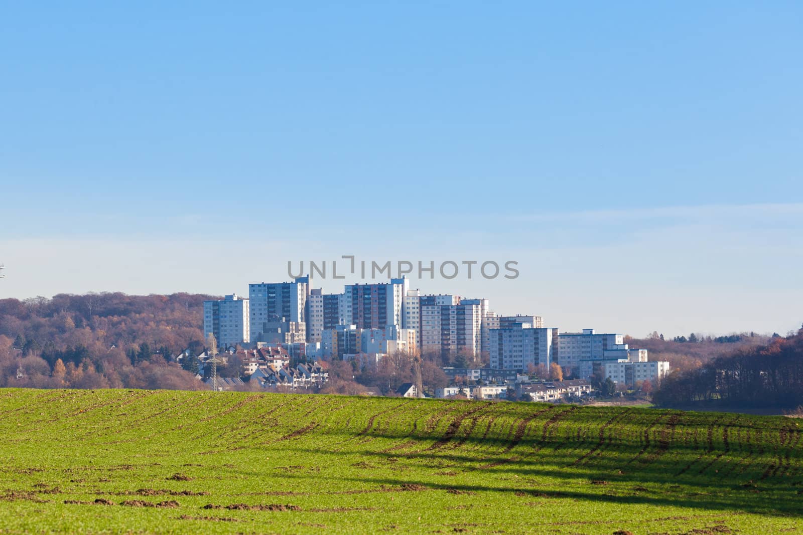 Contruction development of urban high-density highrise condominium buildings on green field