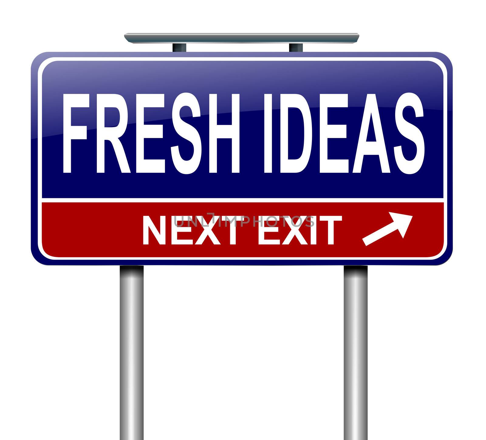 Illustration depicting a sign with a fresh ideas concept.