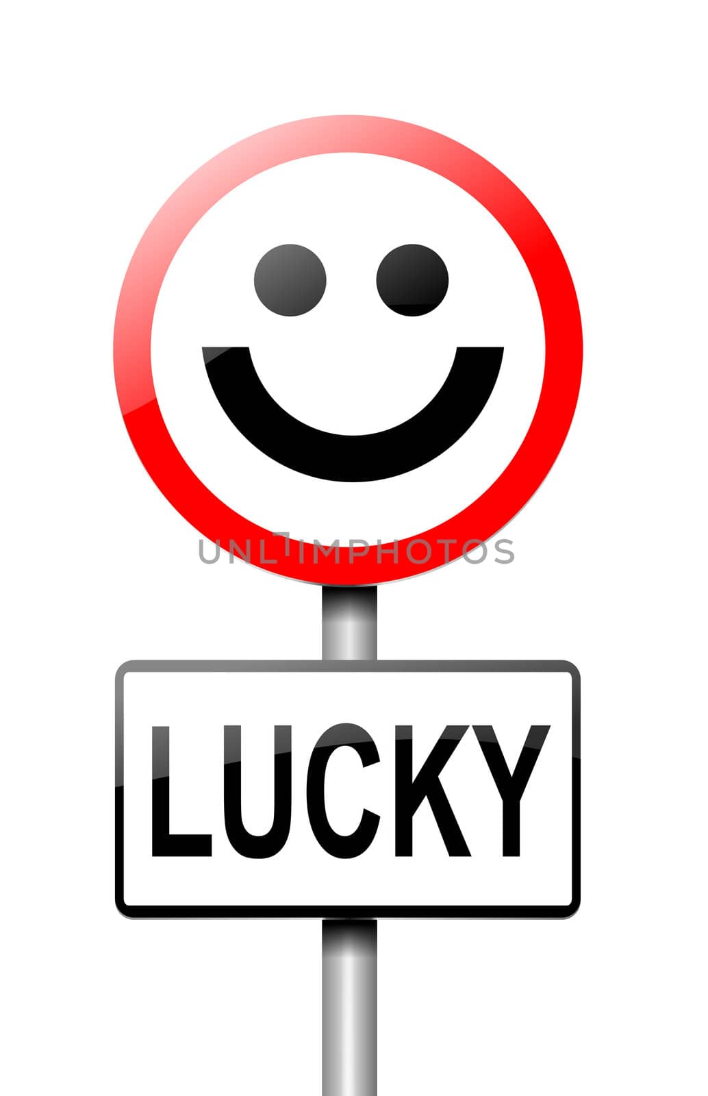 Illustration depicting a sign with a lucky concept.