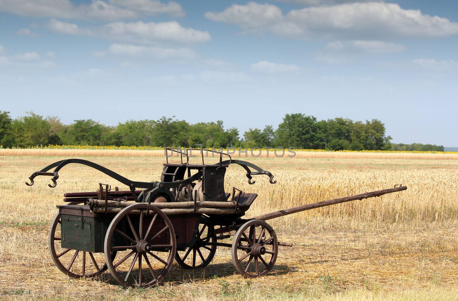 old fire car coach on field