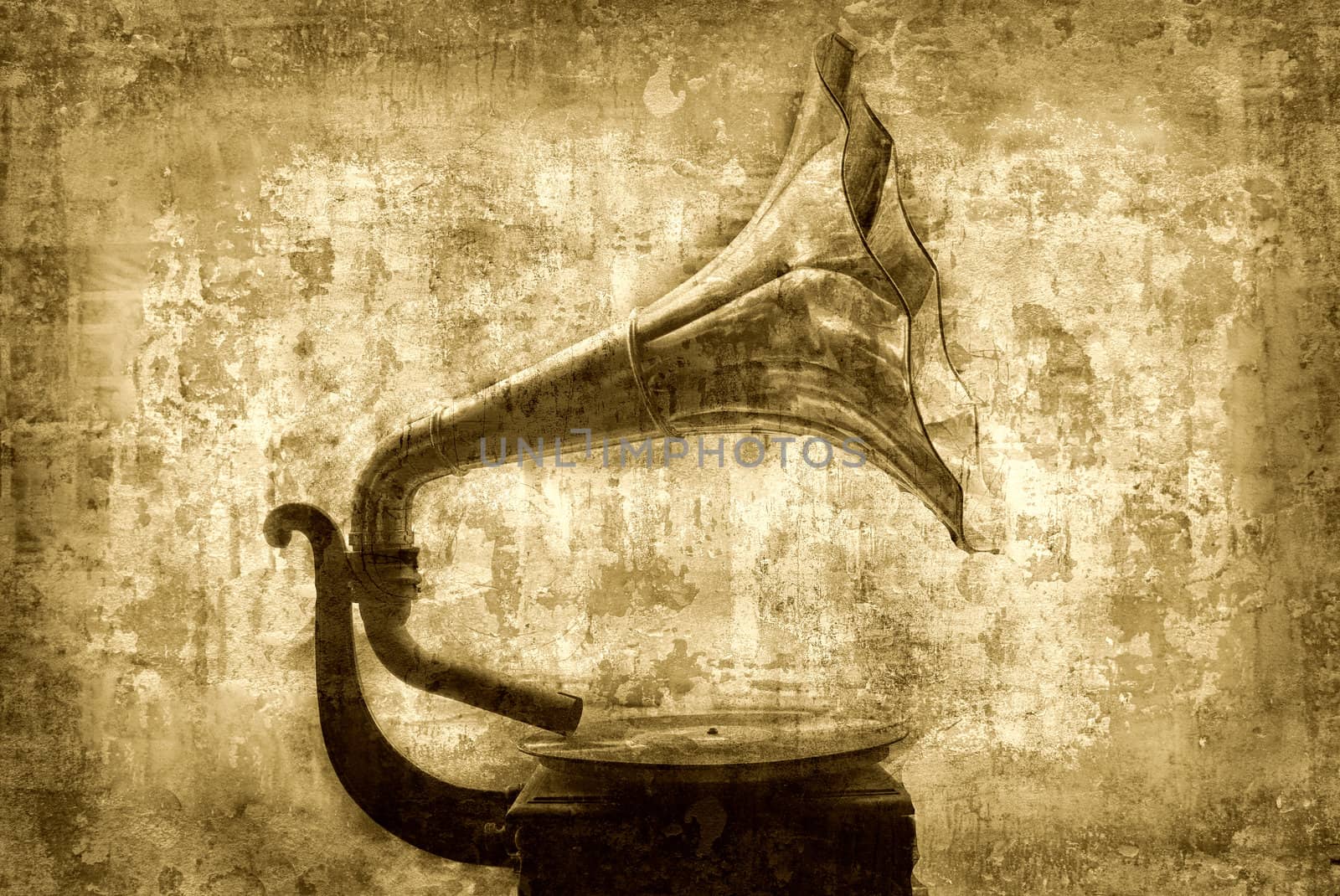 My grandfathers first gramophone for 78rpm records. More of my images worked together to reflect age and time.