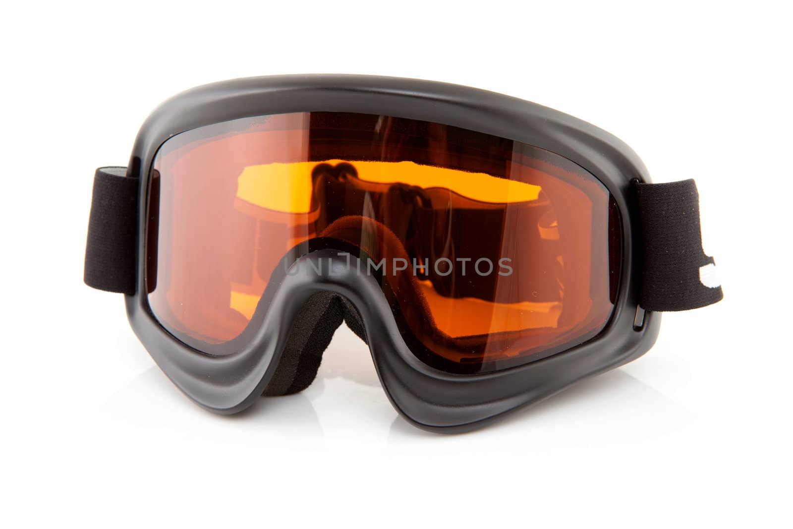 orange black ski goggles isolated on white background