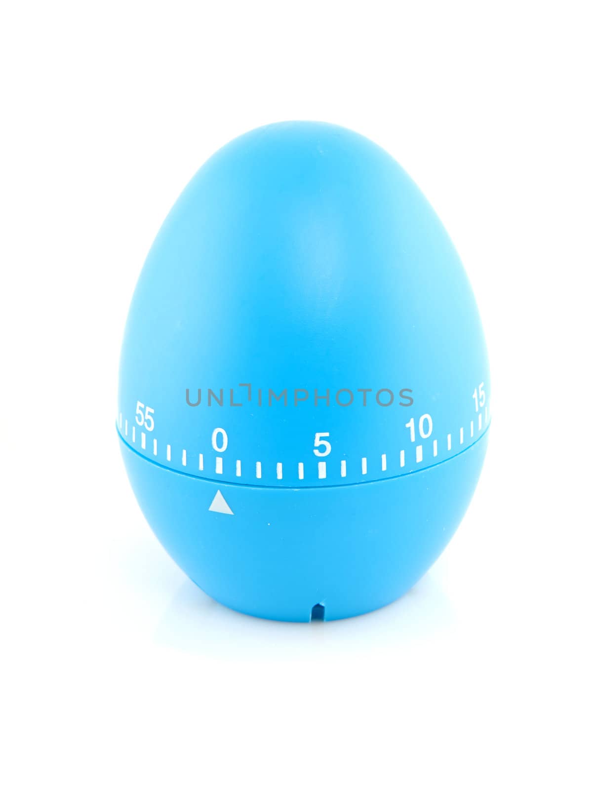 Blue egg kitchen timer over white background