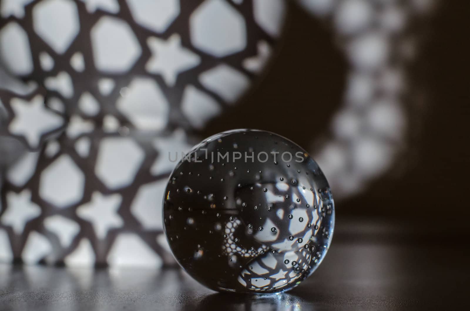 projected grafic on a glasball