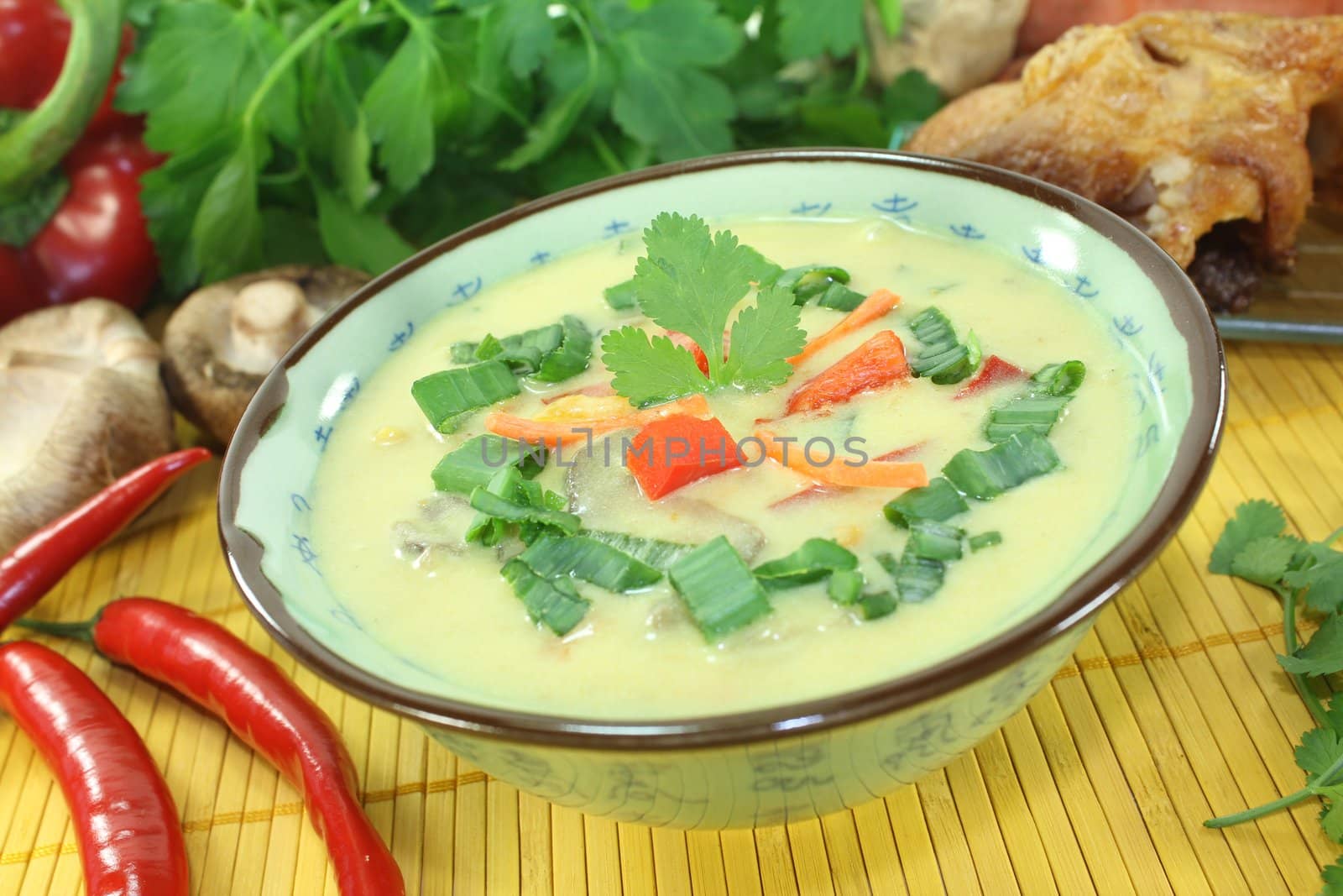 Curry soup with chicken and ginger by discovery