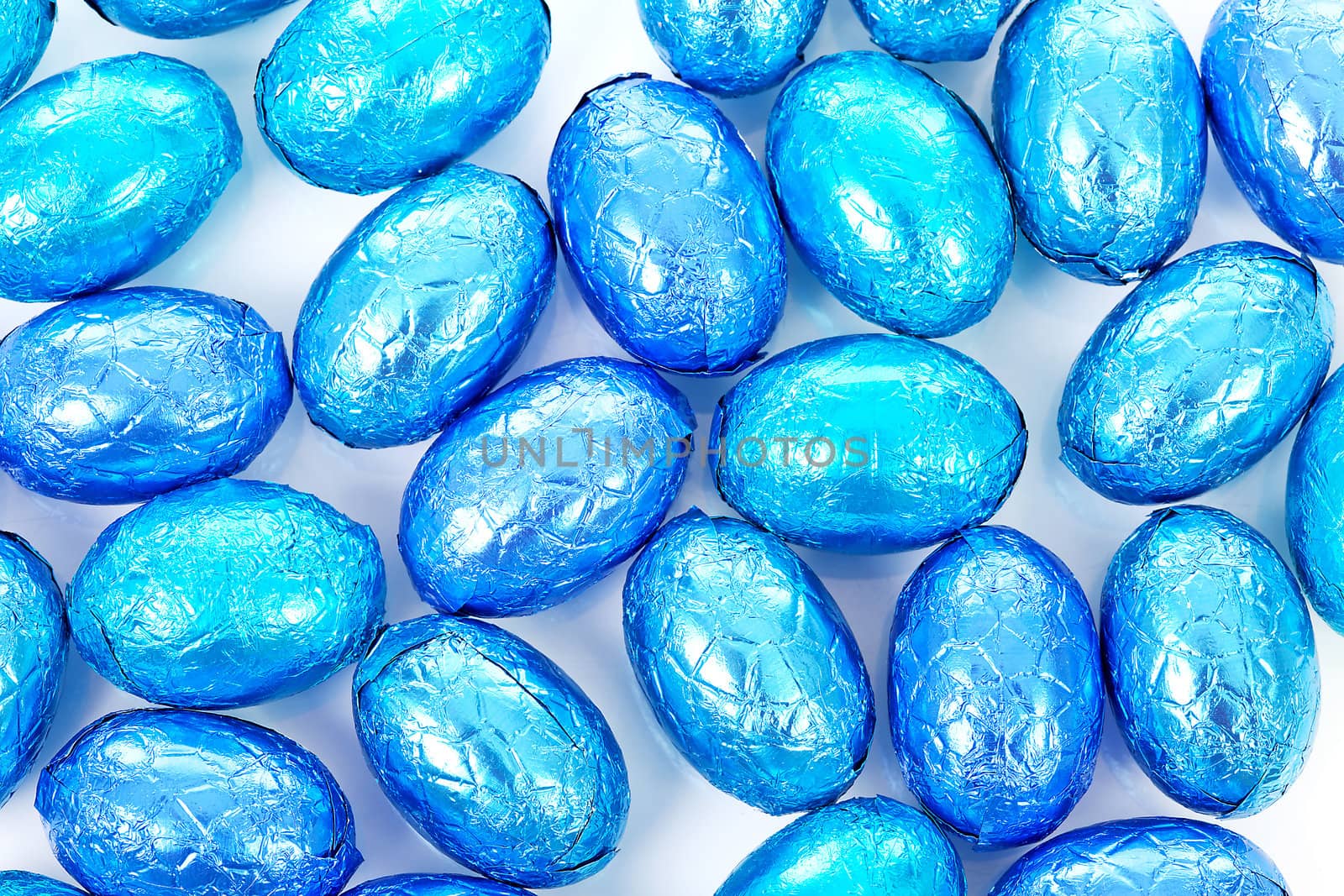 background of blue easter eggs in closeup
