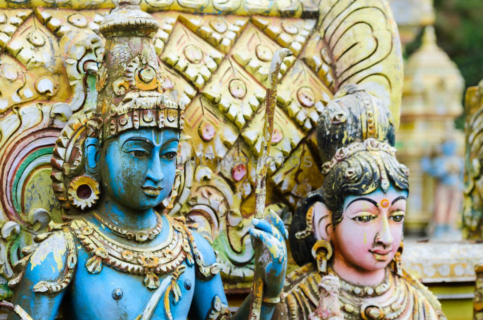 Shiva with his  wife Parvati on traditional Hindu temple, Nuwara Eliya, Sri lanka