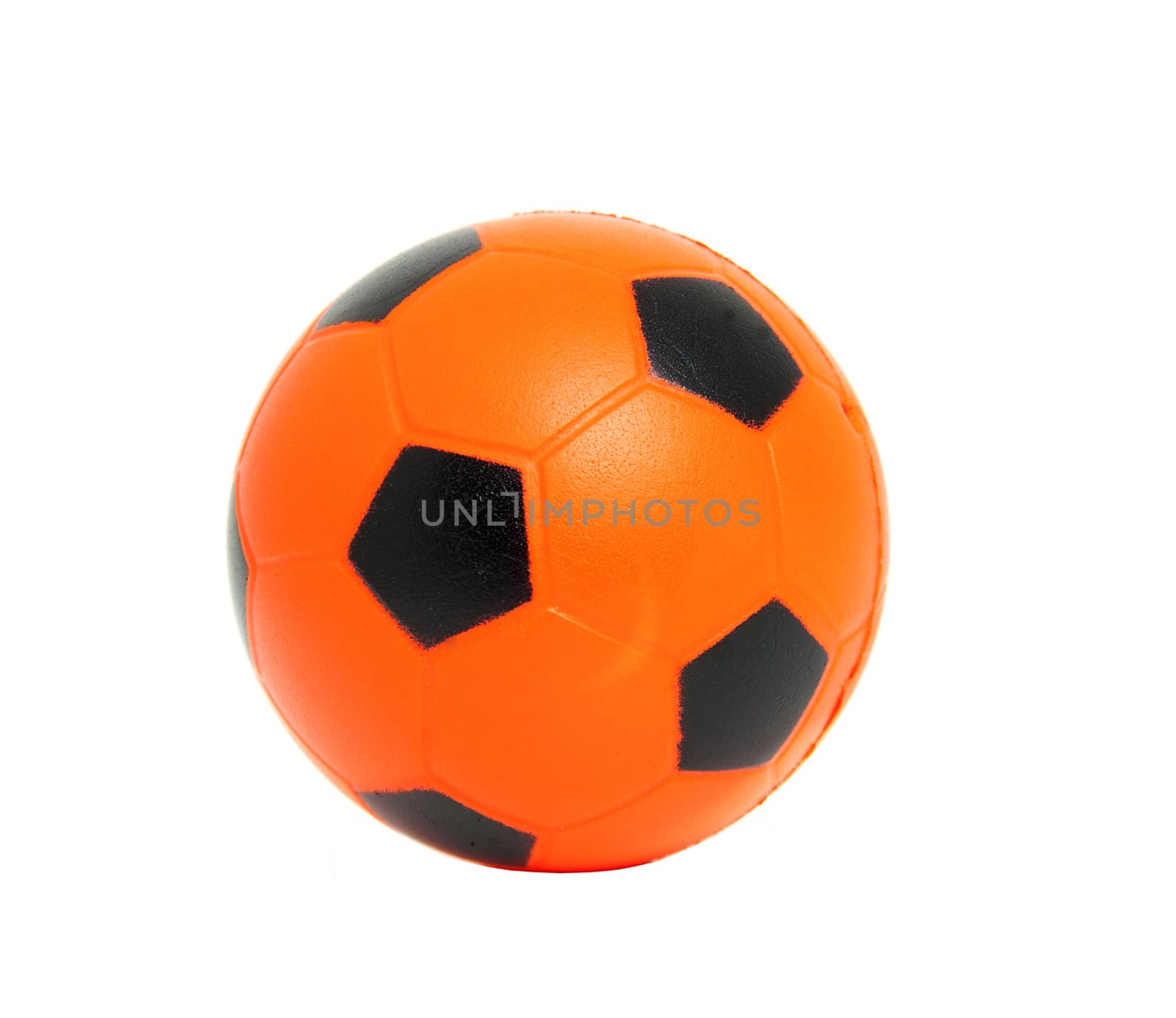 Orange soccer ball isolated on white background