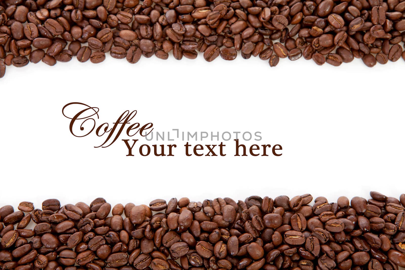 Coffee beans over white background with space for your text