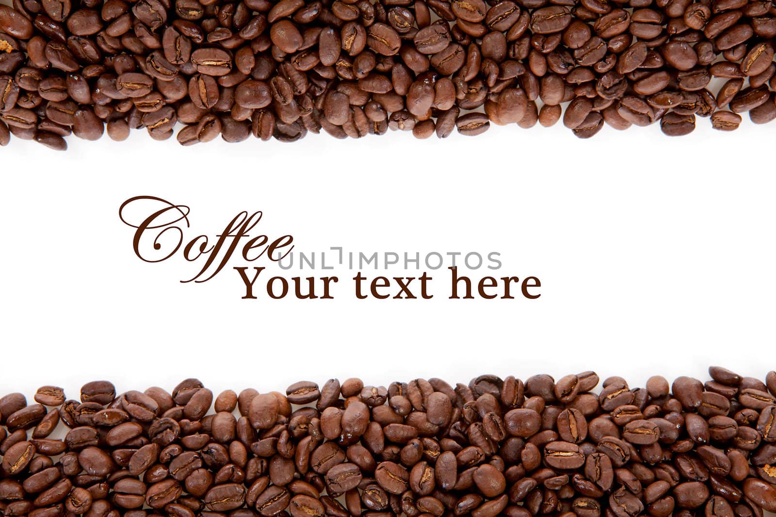 Coffee beans over white background with space for your text
