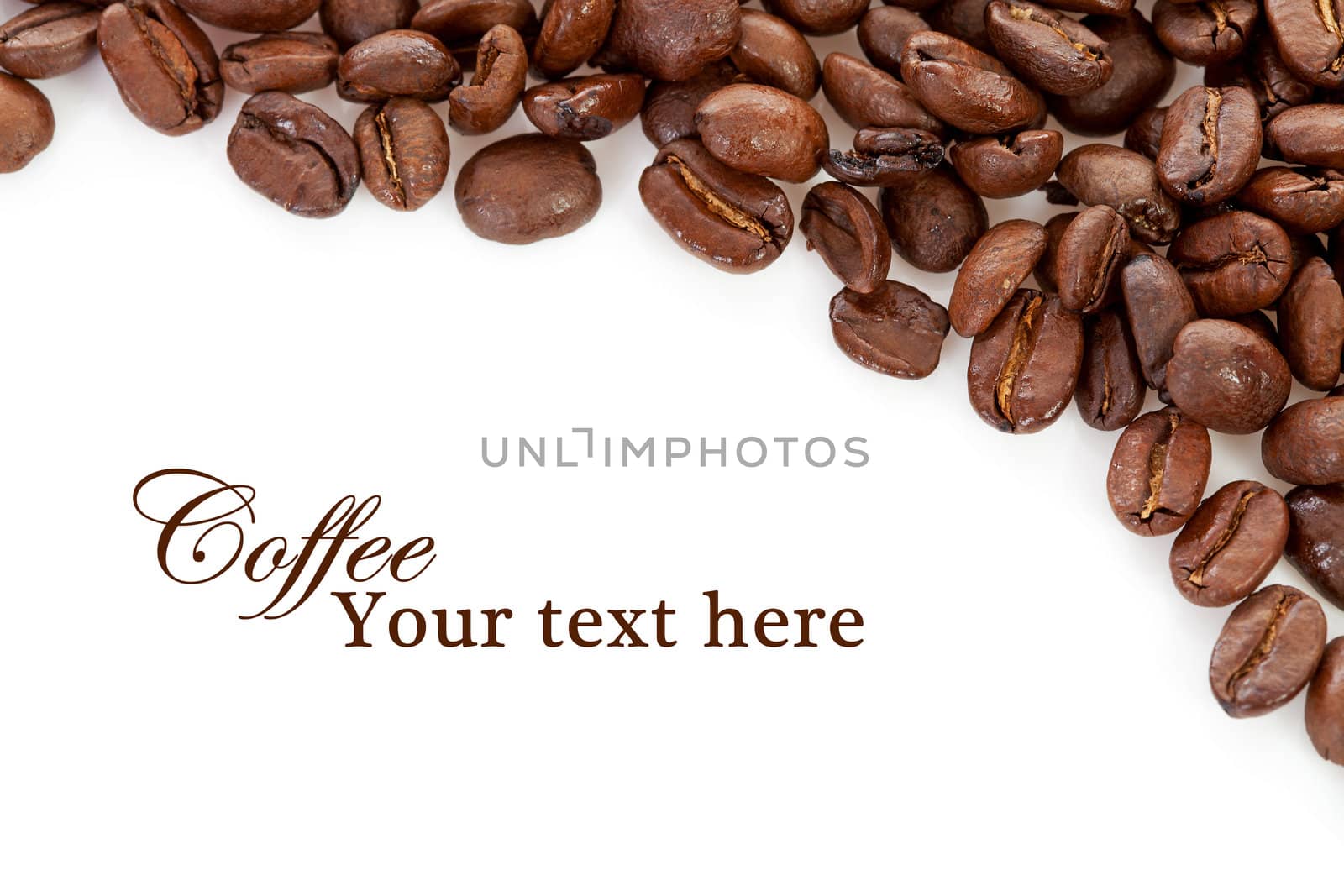 Coffee beans over white background with space for your text