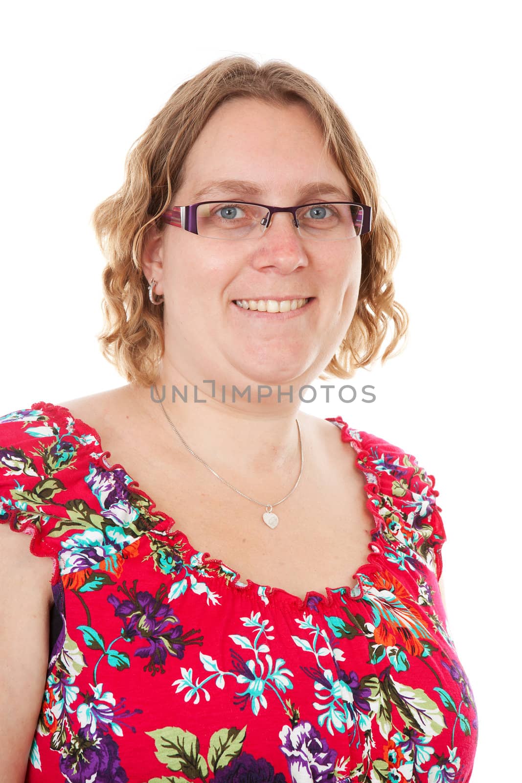portrait of a woman over white background
