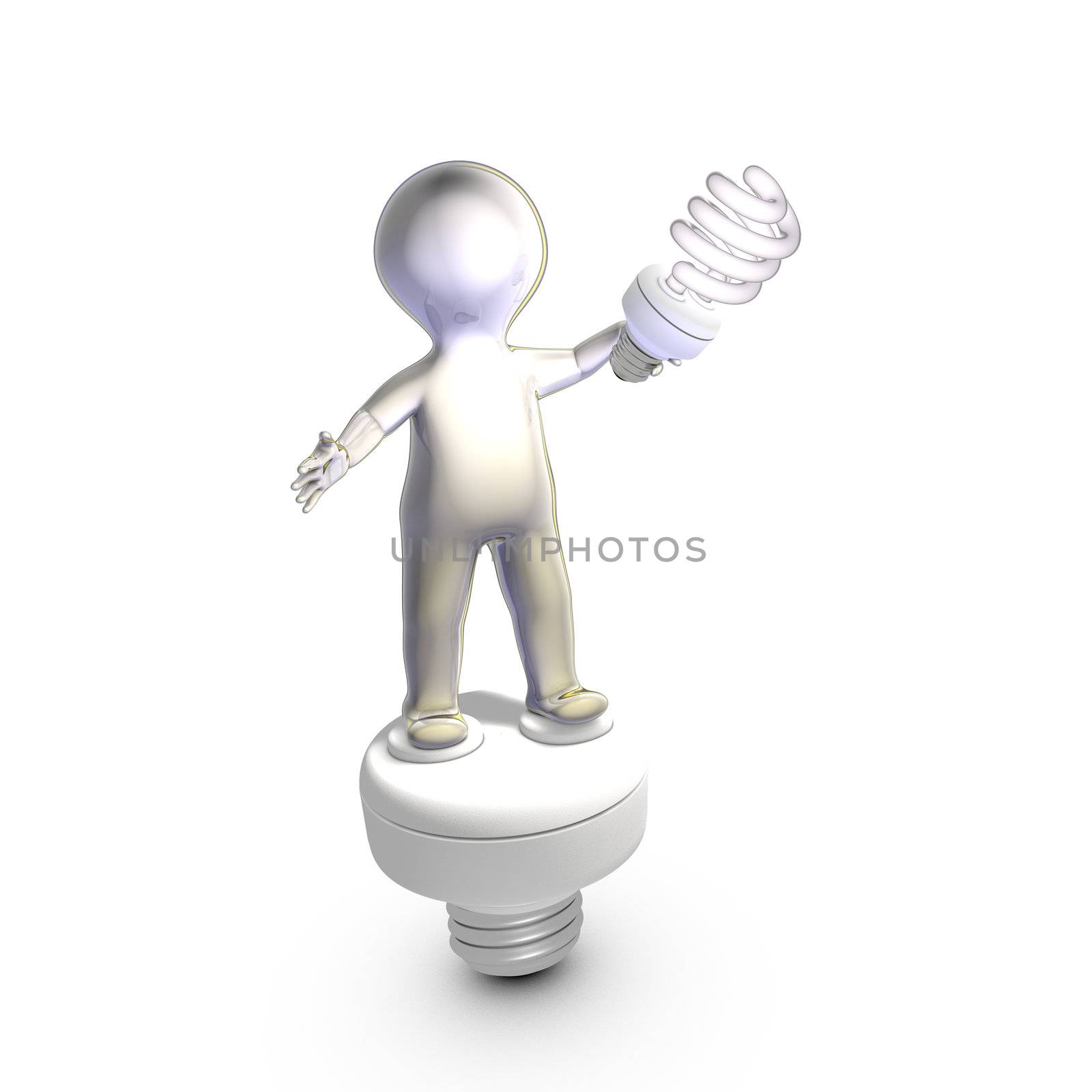 A character showing an electroluminescent light bulb