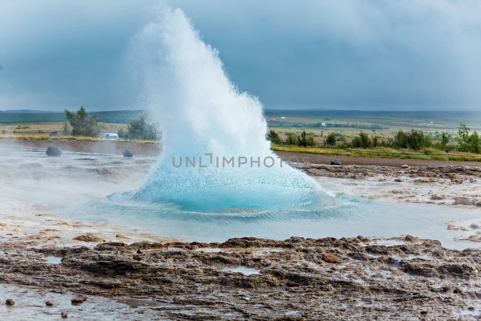 The phase of the eruption of the geyser - Iceland