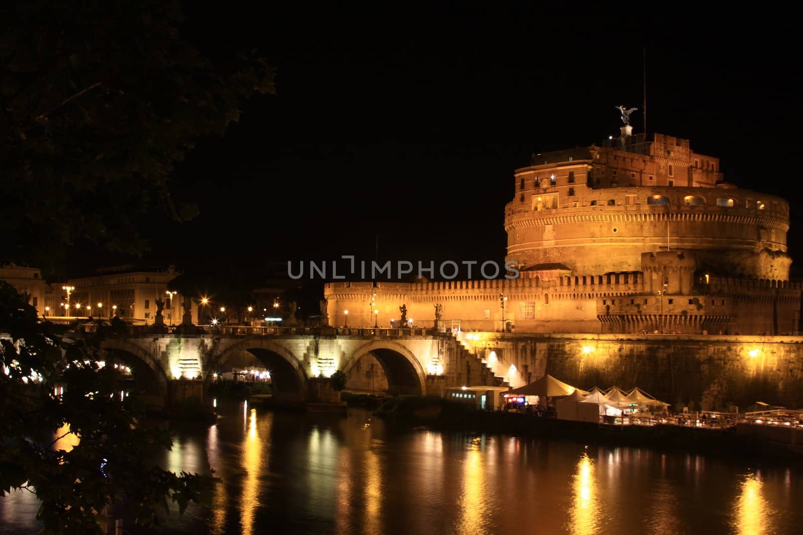 Famouse landmark st angelo casle on the river tiber in rome italy