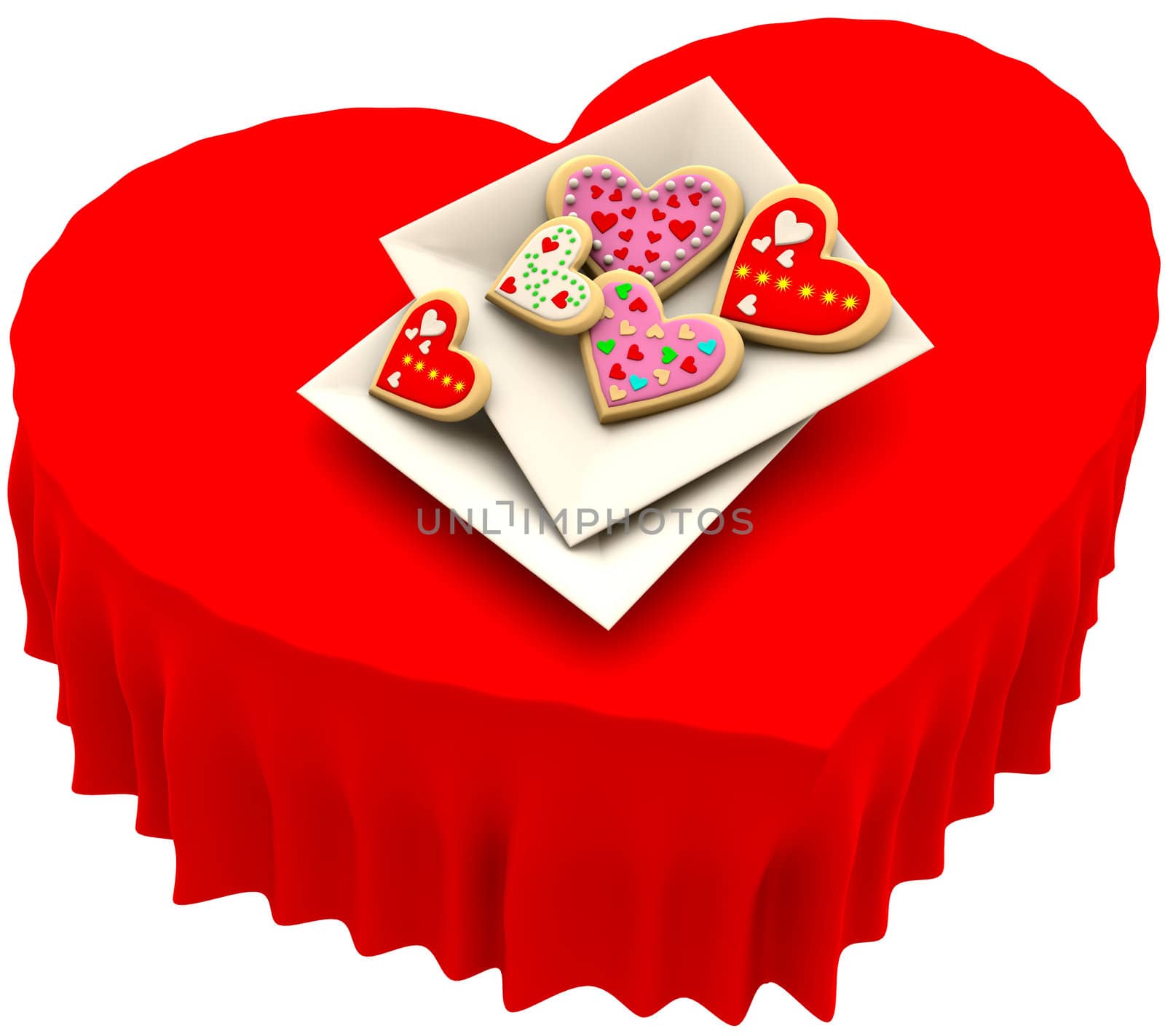 Allsorts individual heart-shaped butter cookies on the square plate for Valentine's Day