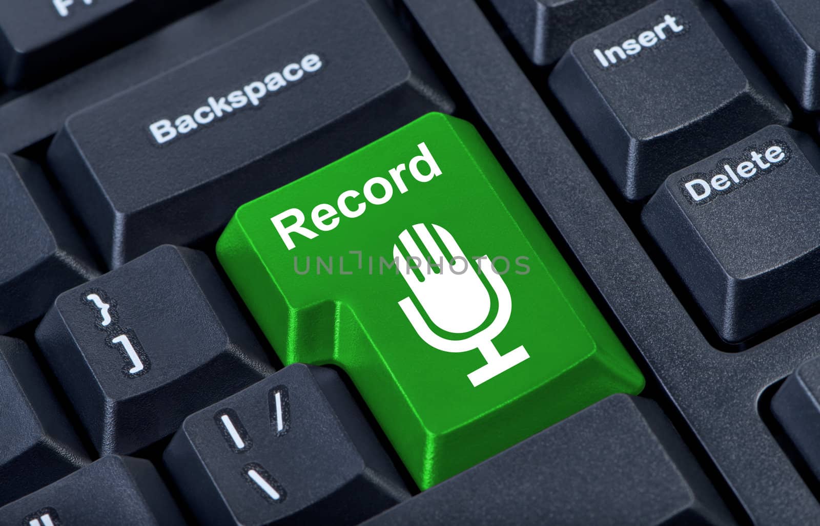 Button computer keyboard record with microphone.