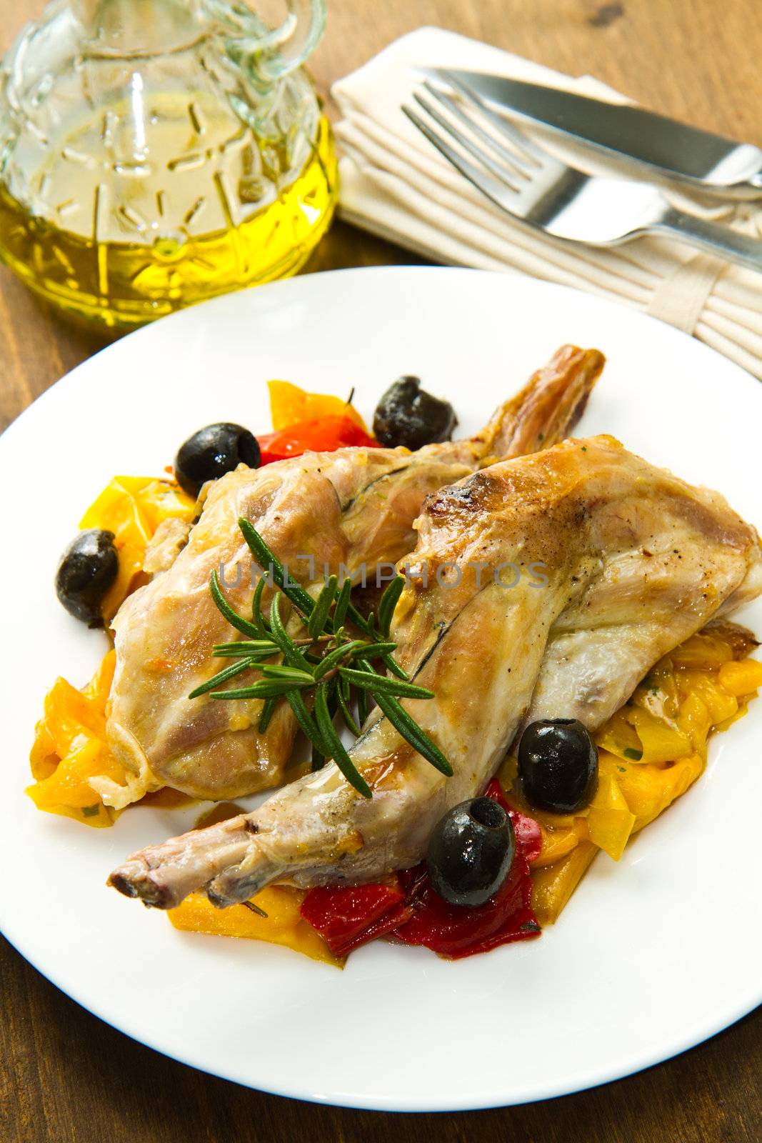 Baked rabbit with olives and pepper by lsantilli
