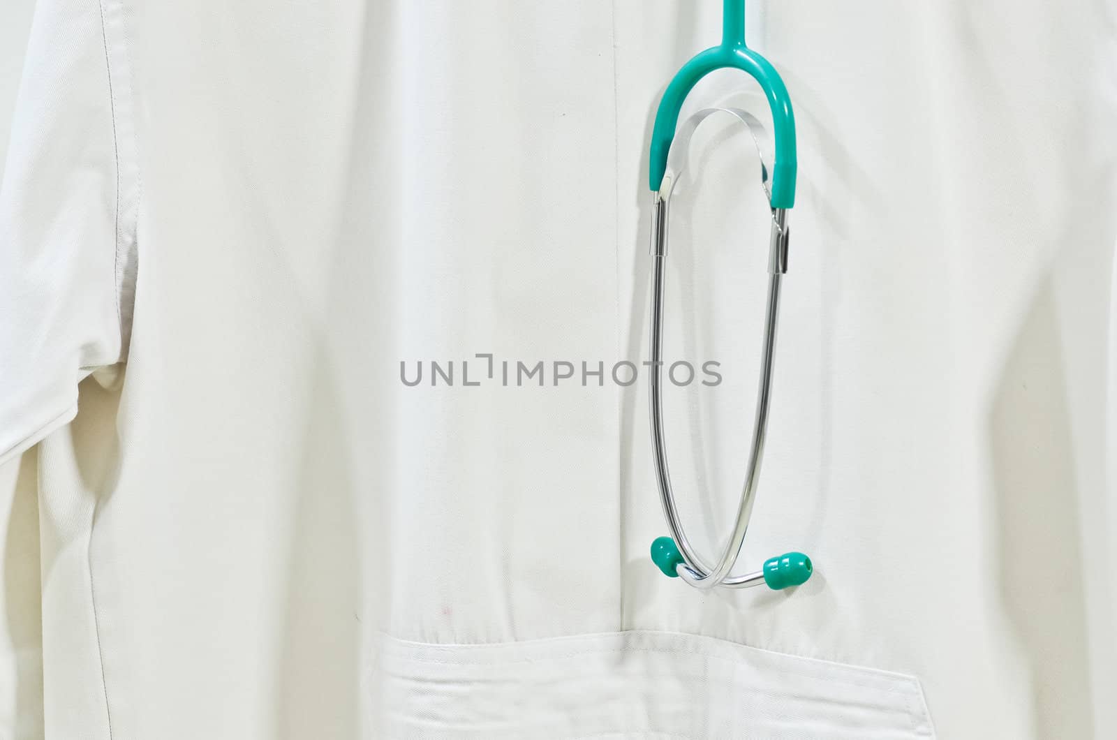 stethoscope on  a  back doctor coat