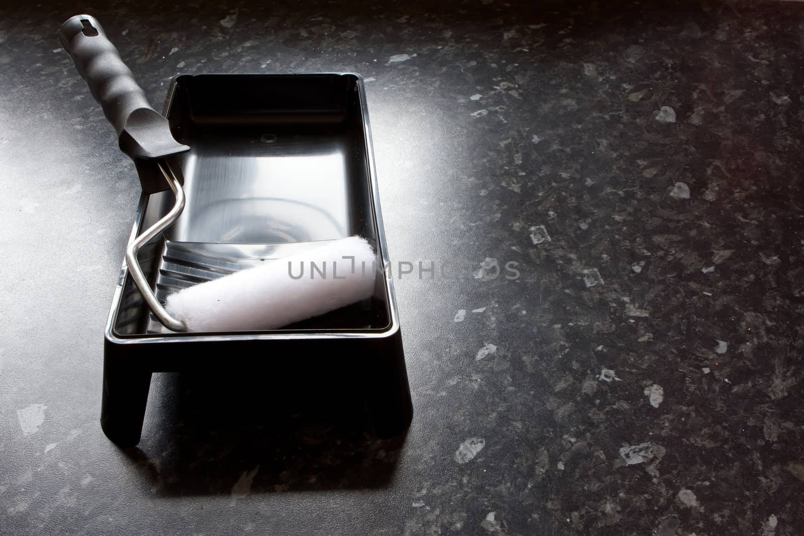 black paint tray with mini roller
