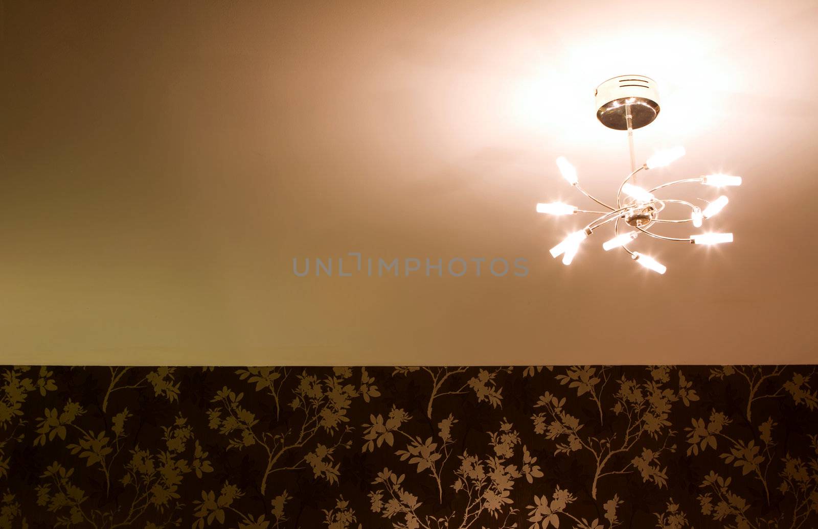 bedroom celing light fitting dimly glowing