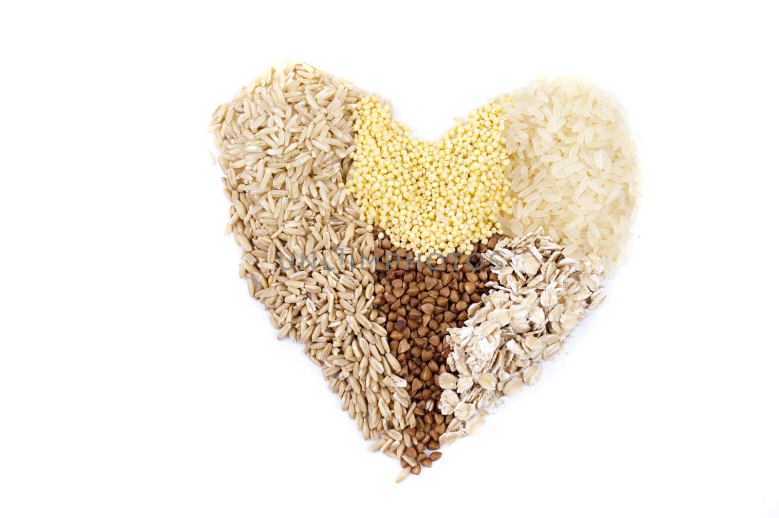isolated heart of cereals