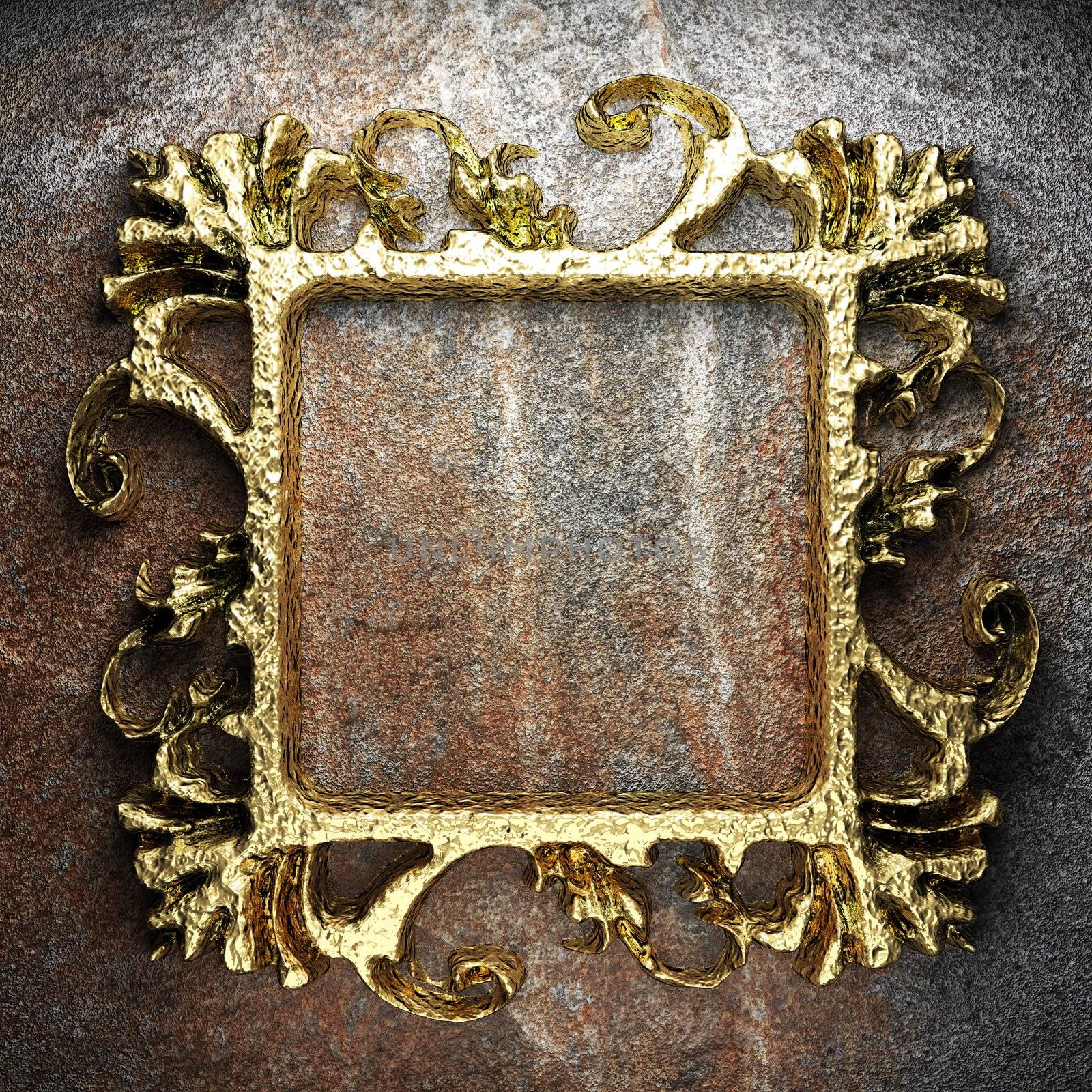 vintage golden frame on the wall