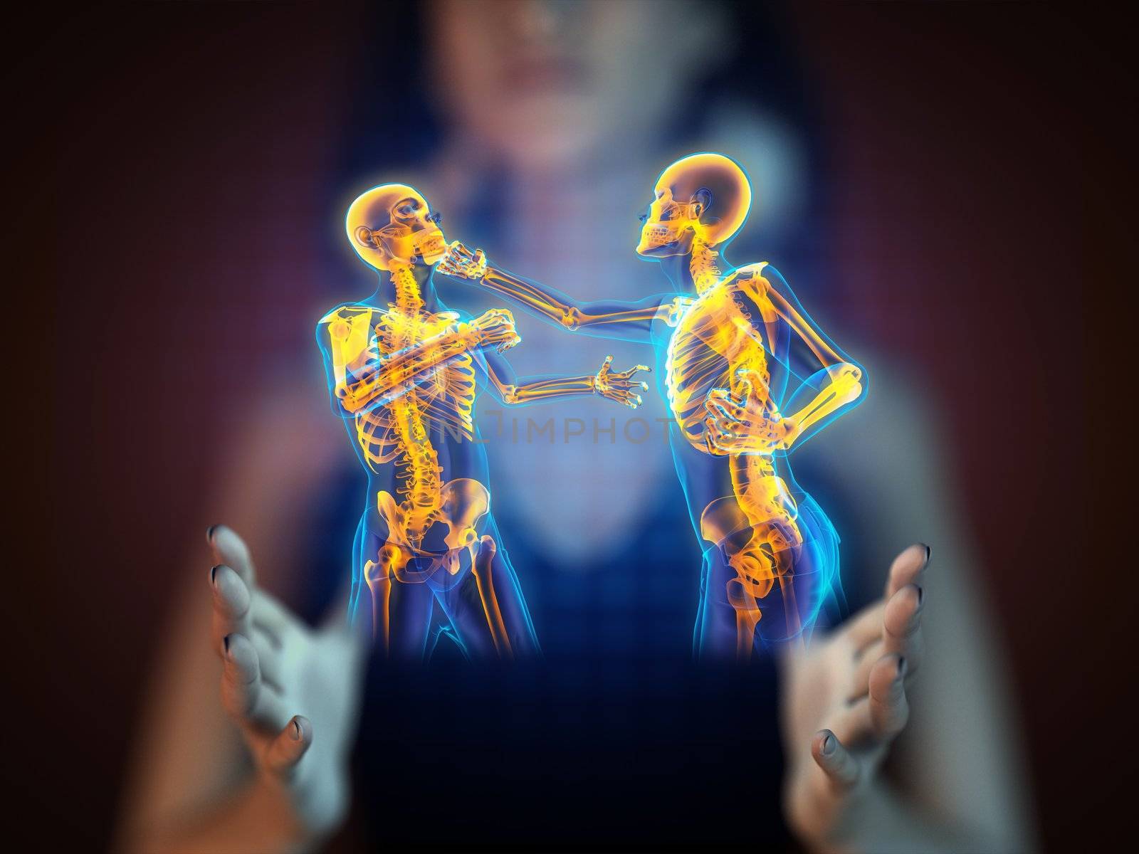 Boxing men on hologram