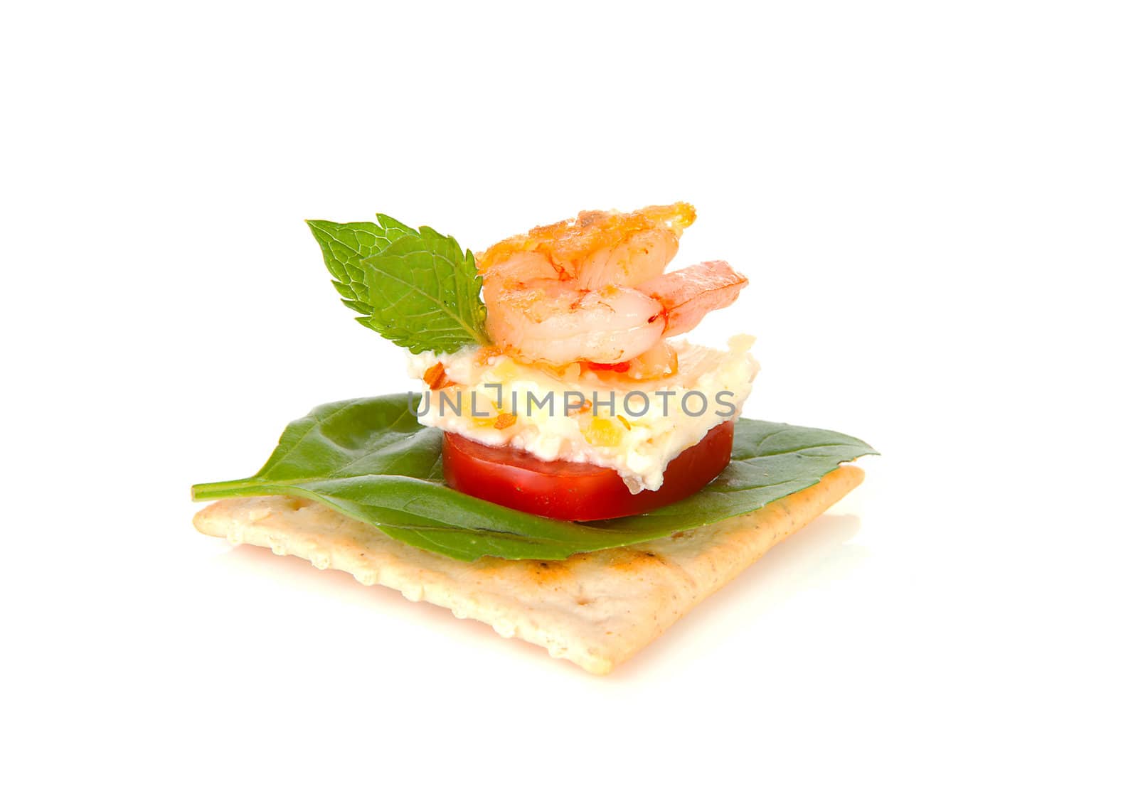 delicious snack on toast over white background
