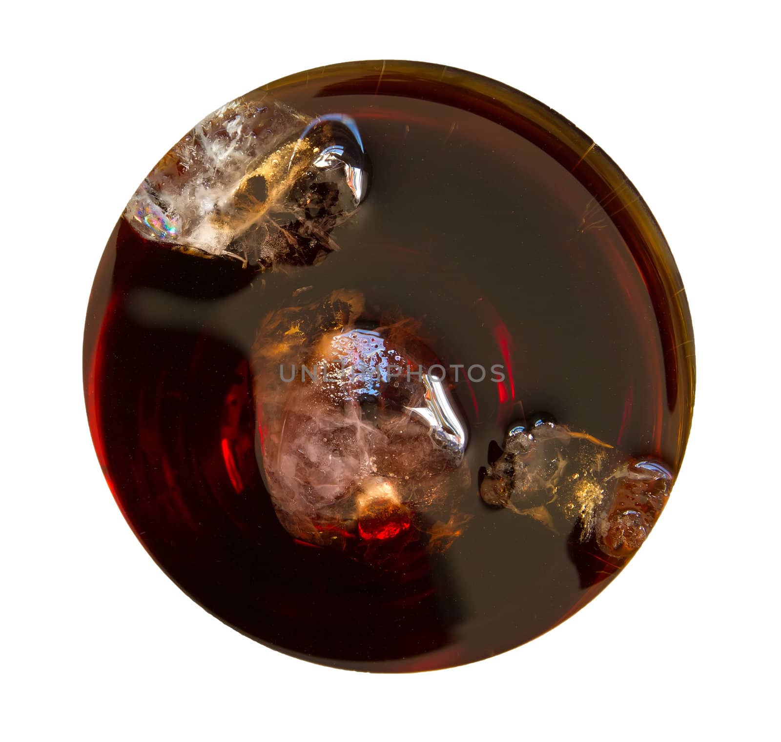 isolated cola drink top view with no glass