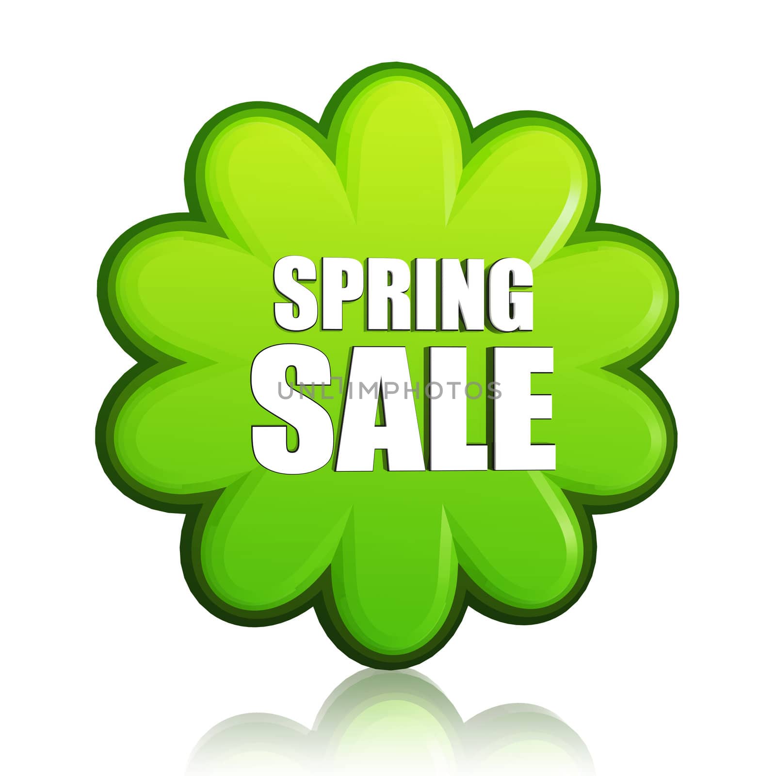 spring sale green flower label by marinini