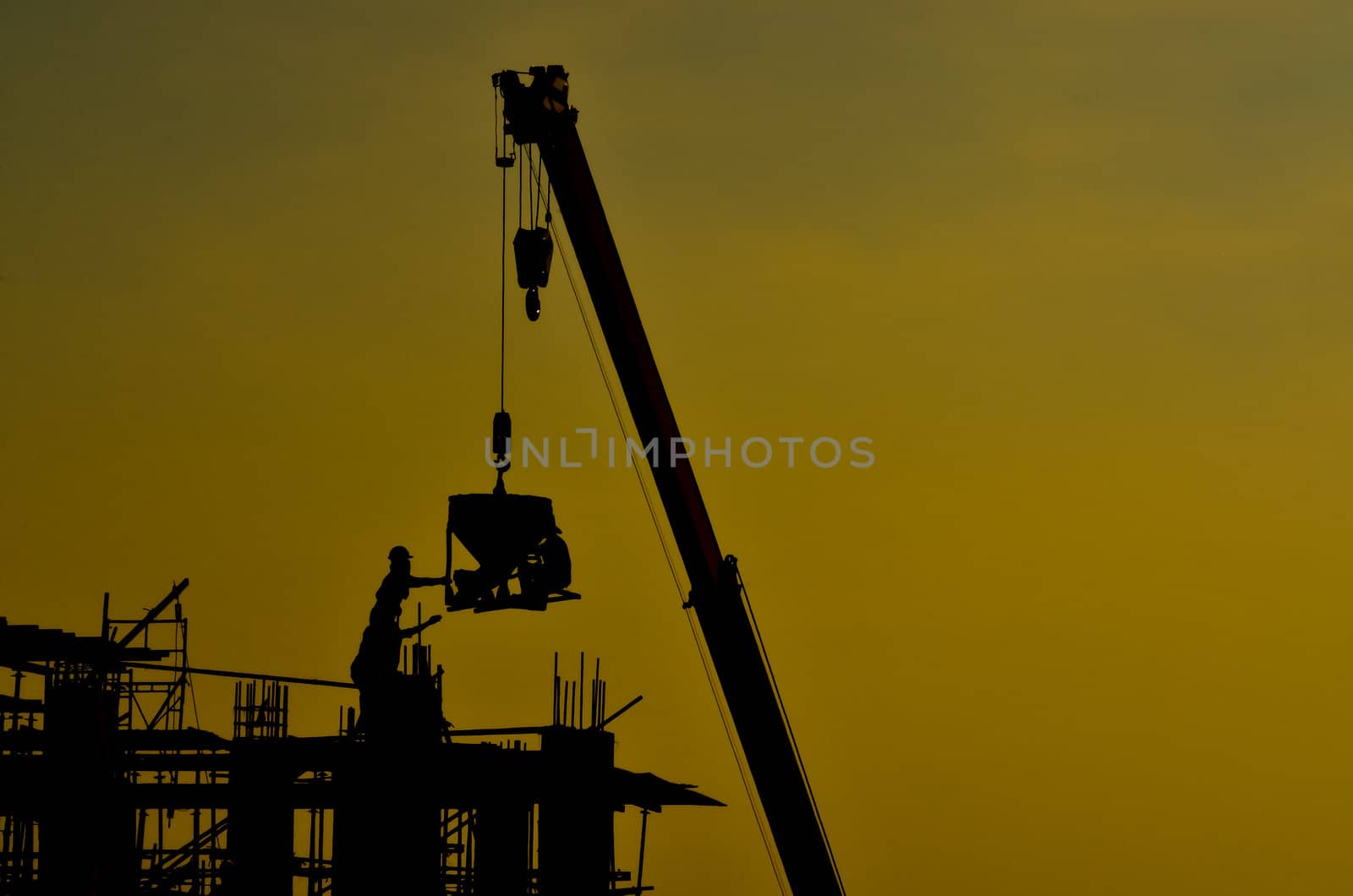 Silhouette of construction  by raweenuttapong