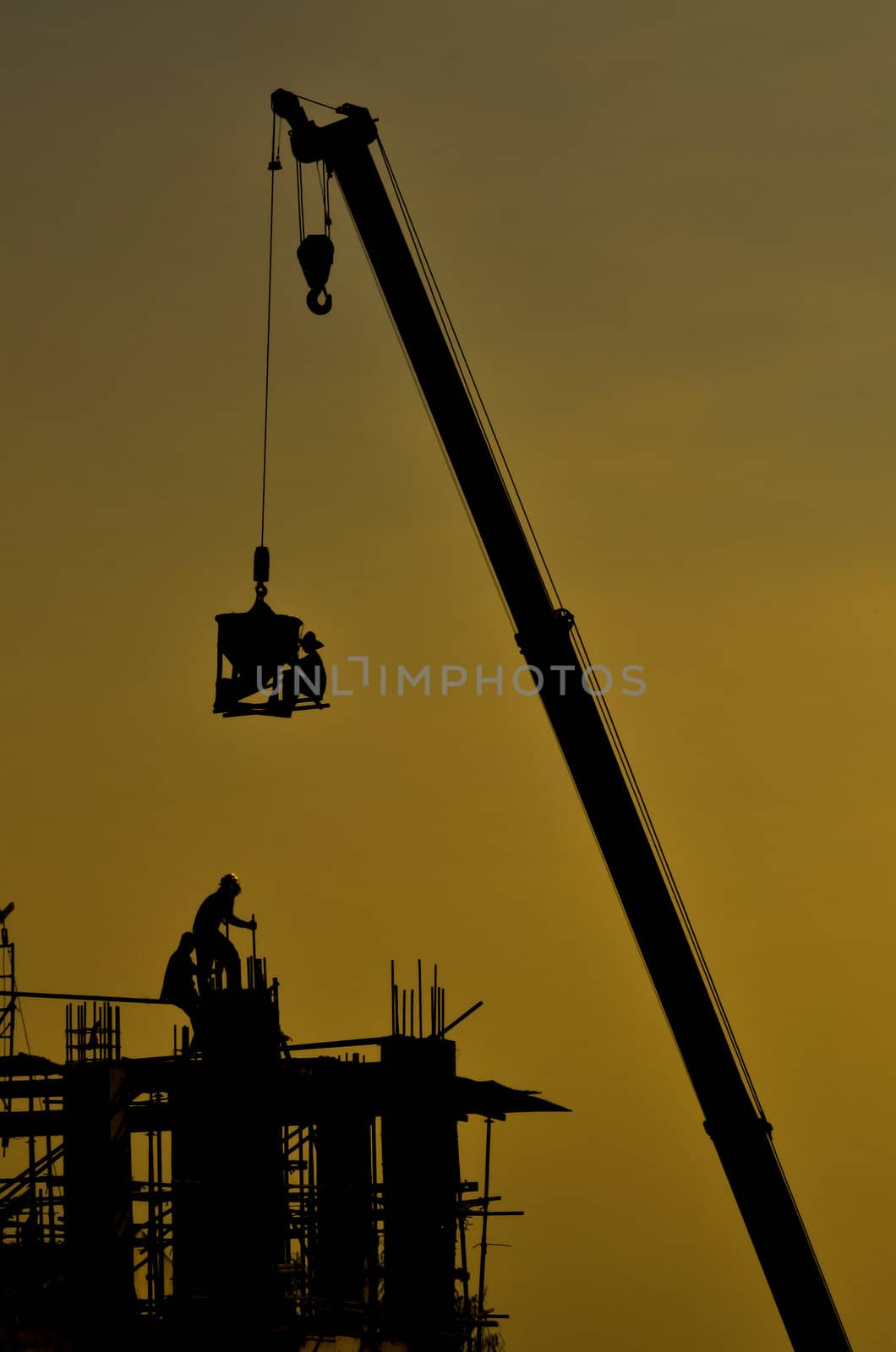 Silhouette of construction site