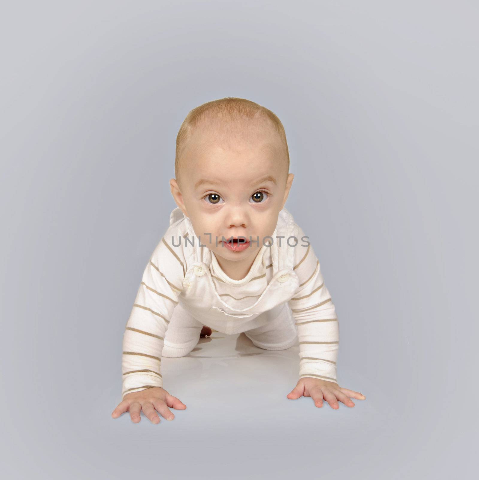 Cute little baby boy in white clothing by tish1